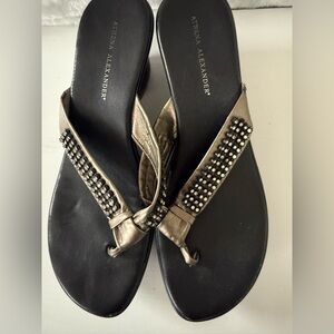 Athena Alexander Black and Gold Embellished Sandals